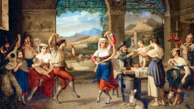 Italiensk folkedans i forhallen