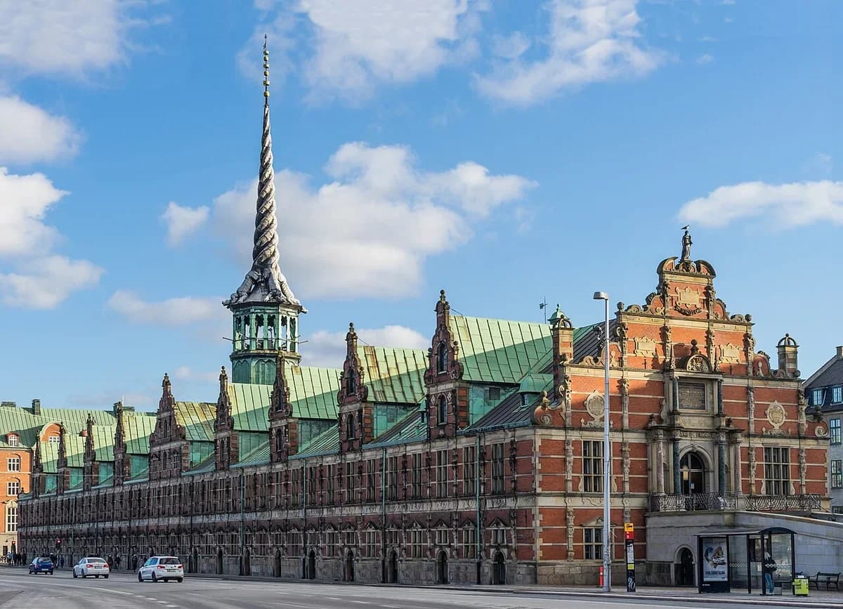 The Børsen building with a unique twisted spire in Copenhagen