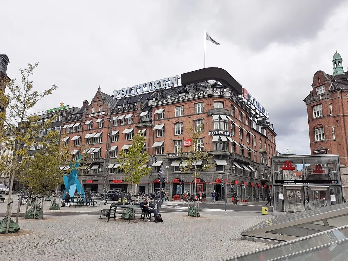 Politikens Hus office building at Rådhuspladsen in Copenhagen cityscape